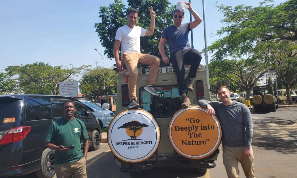 Our guests on  our safari vehicle